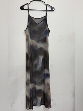 Water color mesh spaghetti strap dress Jeanasis sheer cami dress smoky, abstract